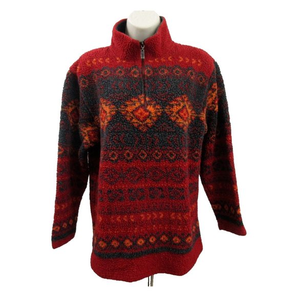 Marsh Landing Sherpa Jacket Sz Medium 1/4 Zip Fleece Knubby Pullover Southwester - Picture 1 of 10
